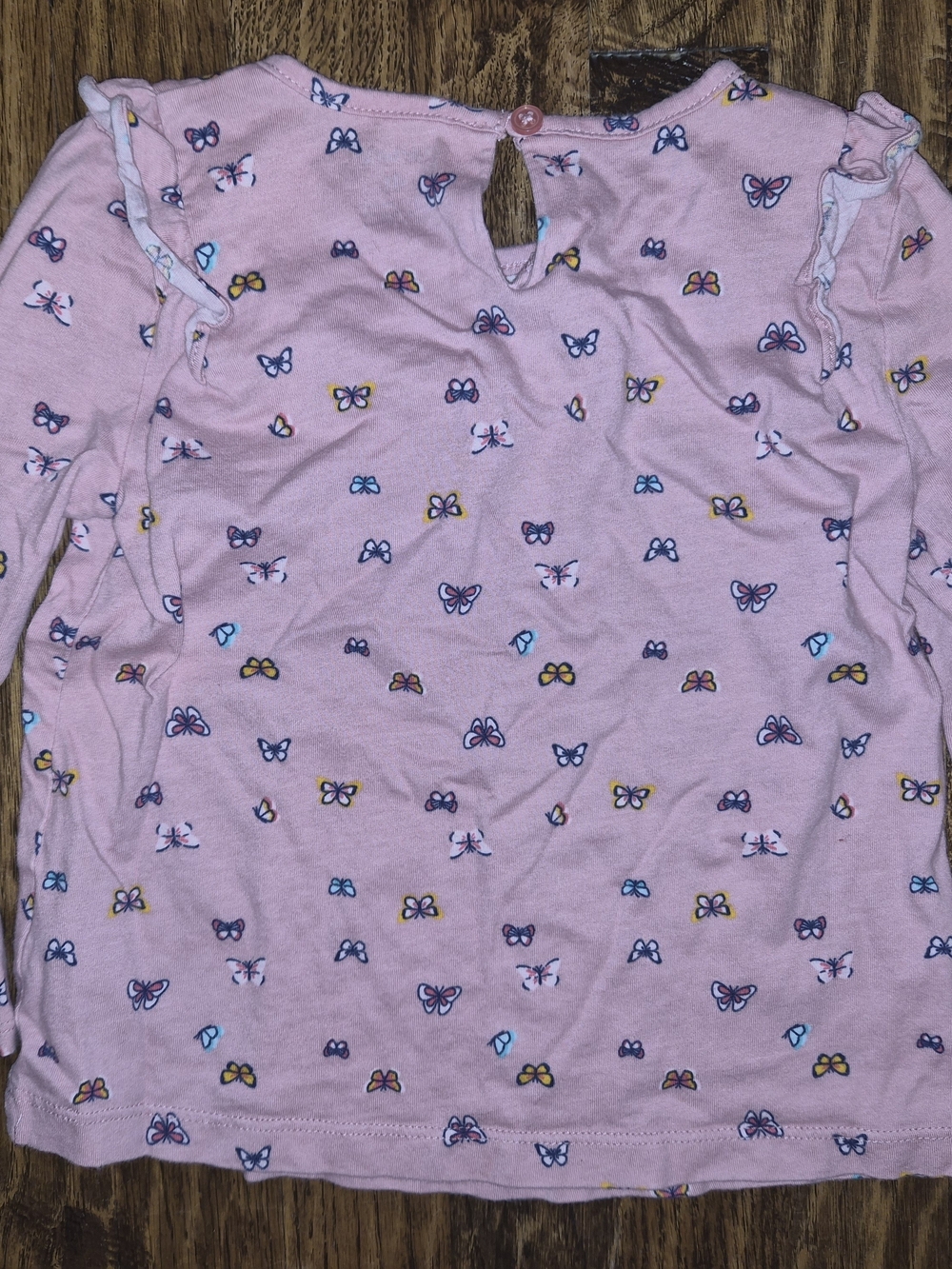 Girls Carter's Pink Butterfly Ruffle Neck Long Sleeve Top Navy Leggings 4T - Picture 5 of 10
